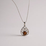 Amber Filigree Pendant Necklace