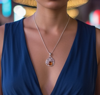 Amber Filigree Pendant Necklace