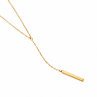 Aria Y style Necklace with Vertical bar feature - gold plated stainless steel