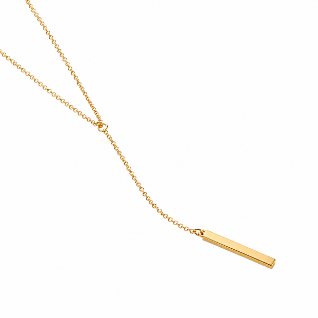 Aria Y style Necklace with Vertical bar feature - gold plated stainless steel