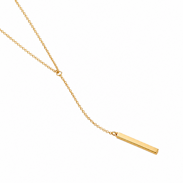 Aria Y style Necklace with Vertical bar feature - gold plated stainless steel