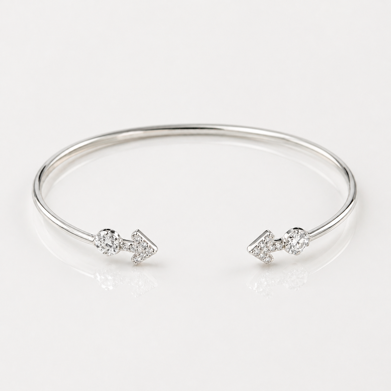 Arrow Open-End Bracelet with CZ Accents – Sterling Silver
