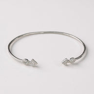 Sterling Silver Arrow Open-End Bracelet with CZ Accents