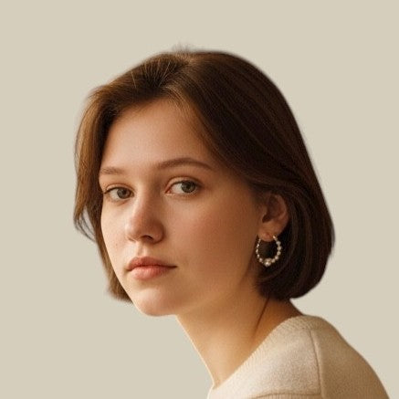 Sterling Silver Ball design Hoop Earrings