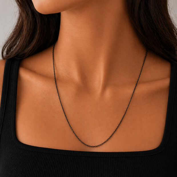 Noir Essential Chain – Black Stainless Steel Necklace (45cm)