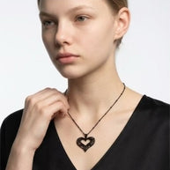 Elysian Filigree Heart Pendant – Noir Black  Necklace