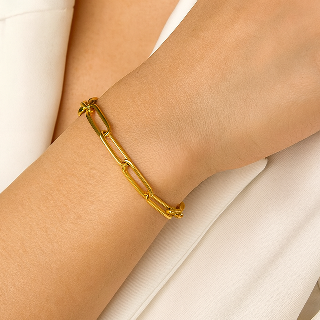 Elise Paperclip Bracelet - 18k Gold-Plated Stainless Steel