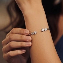 Sterling Silver Arrow Open-End Bracelet with CZ Accents