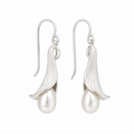 Calla Sterling Silver and Pearl Drop Earrings