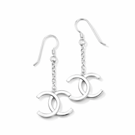 Celeste Sterling Silver Double-C Drop Earrings