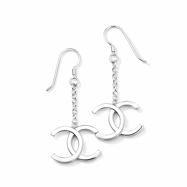 Celeste Sterling Silver Double-C Drop Earrings