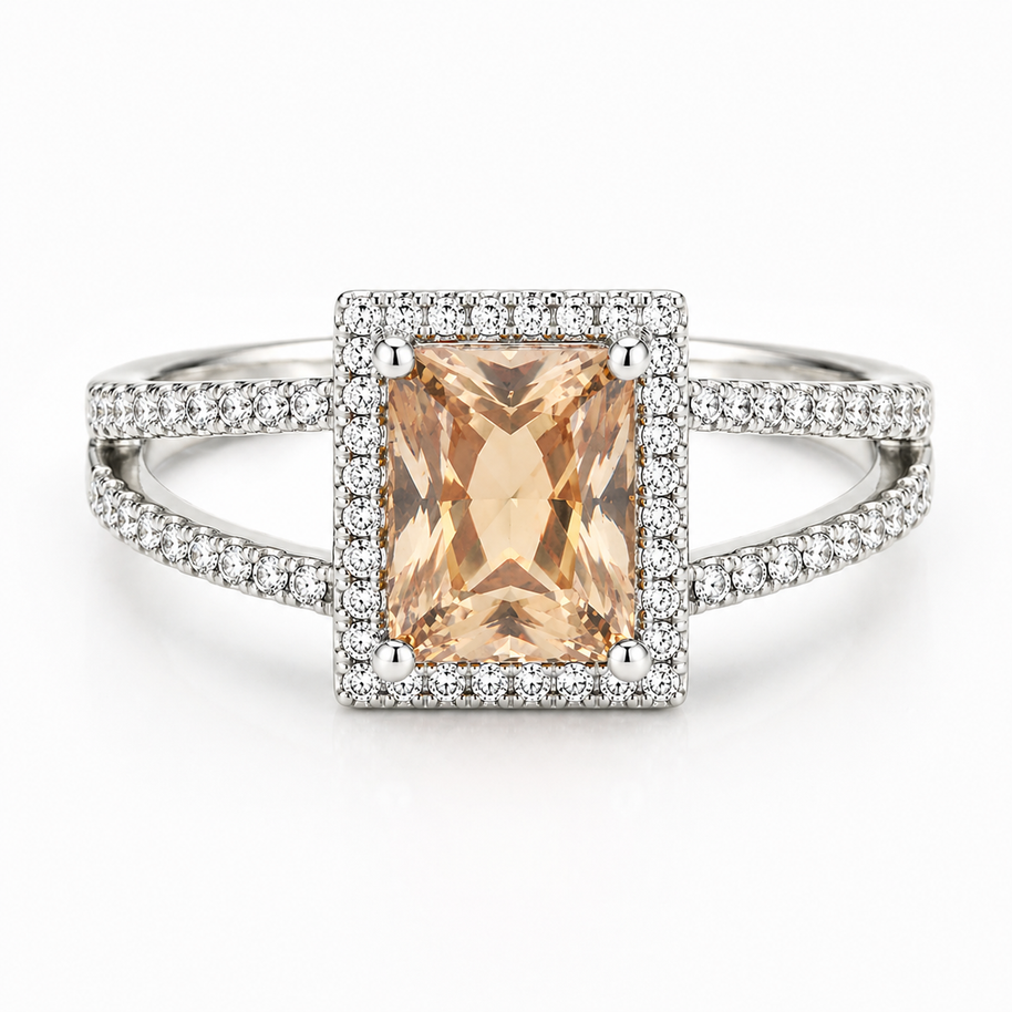 Champagne Elegance Ring - Sterling Silver
