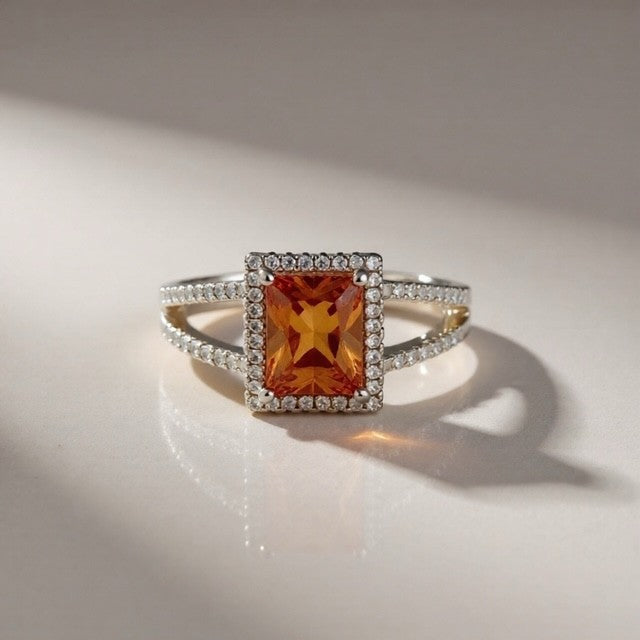 Champagne Elegance Sterling Silver Ring