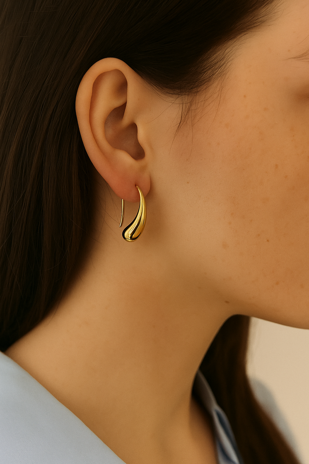 Colette Gold-Plated Sterling Silver Curved Teardrop Earrings