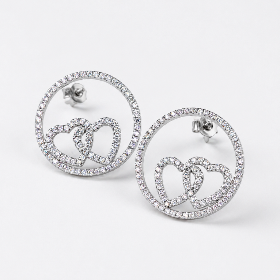 Circled heart - Sterling Silver Studs