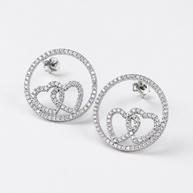 Circled heart - Sterling Silver Studs