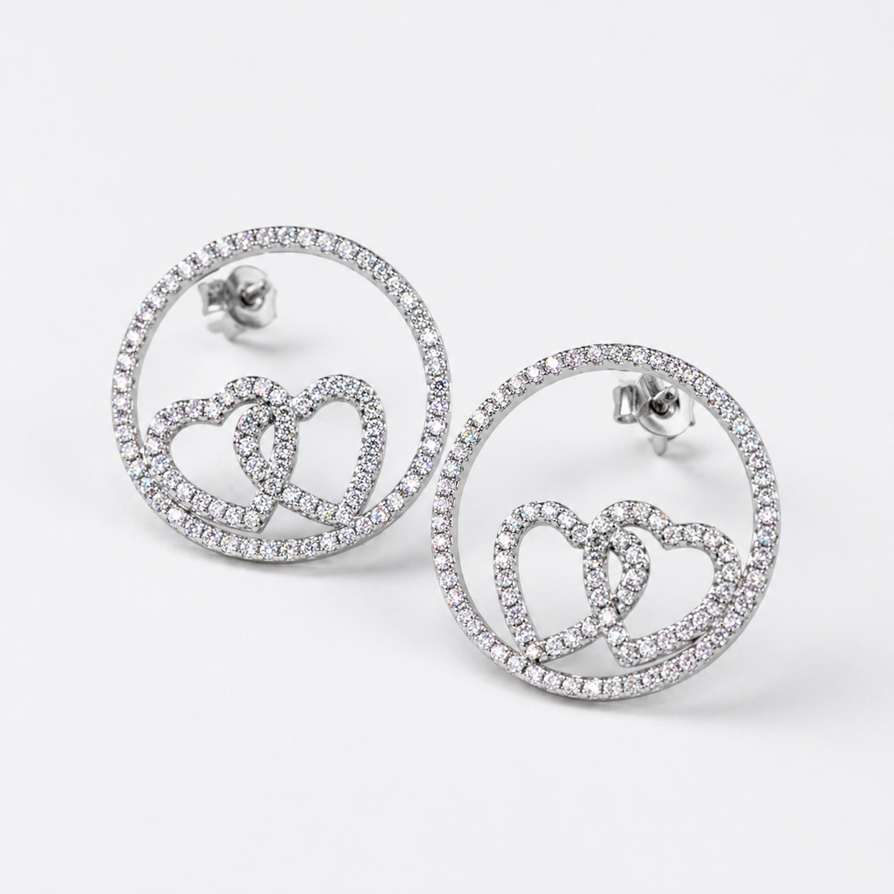 Circled heart - Sterling Silver Studs