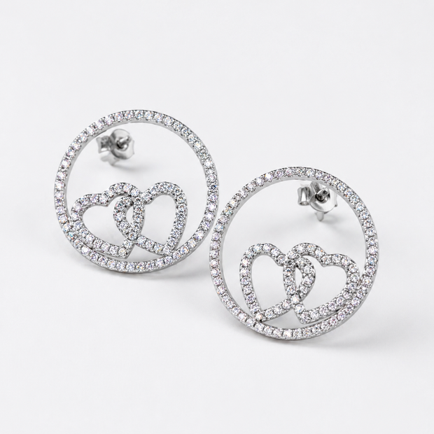 Circled heart - Sterling Silver Studs