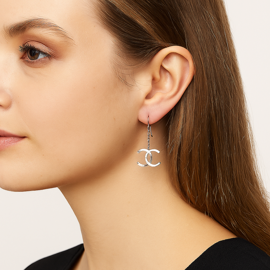 Celeste Sterling Silver Double-C Drop Earrings