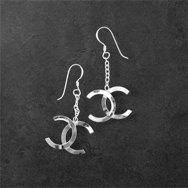 Celeste Sterling Silver Double-C Drop Earrings