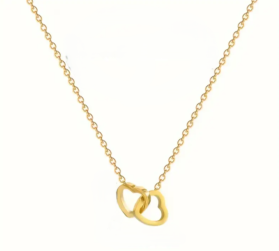 Sienna Double Heart Gold Necklace