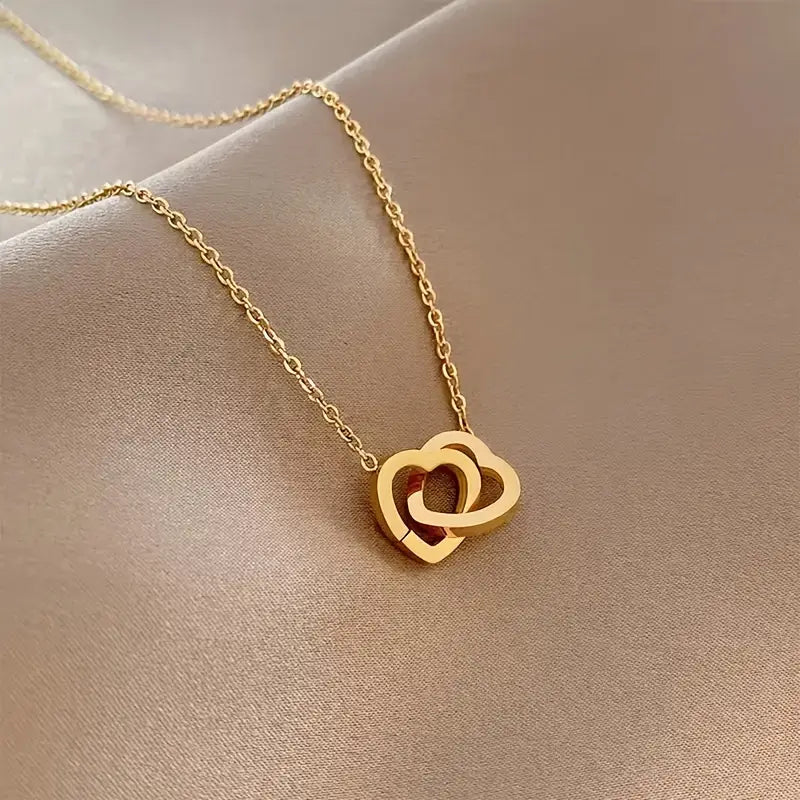 Sienna Double Heart Gold Necklace