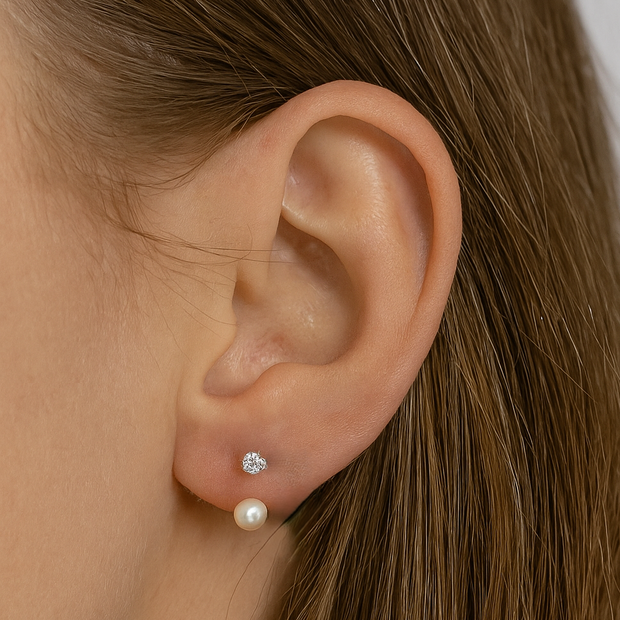 Sterling Silver CZ and Pearl Ear Cuff