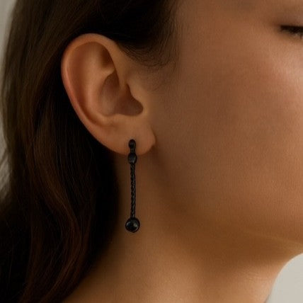 Leah Black crystal drop earring - Ion Plated Stainless steel