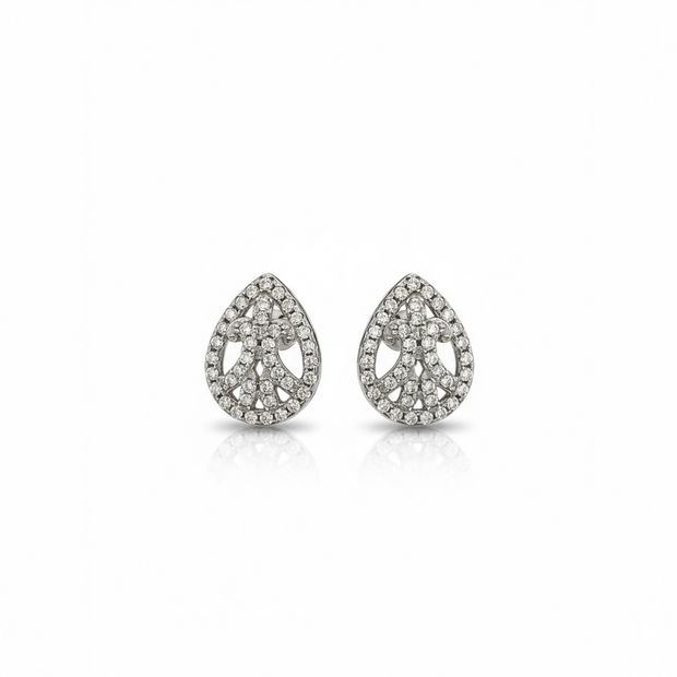 Teardrop Crystal Earrings - Sterling Silver