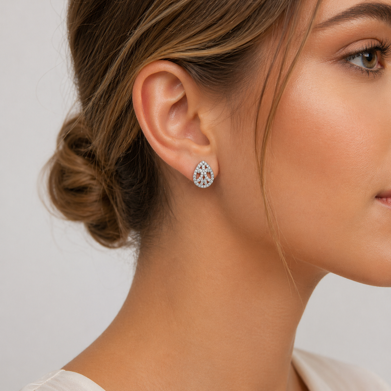 Teardrop Crystal Earrings - Sterling Silver