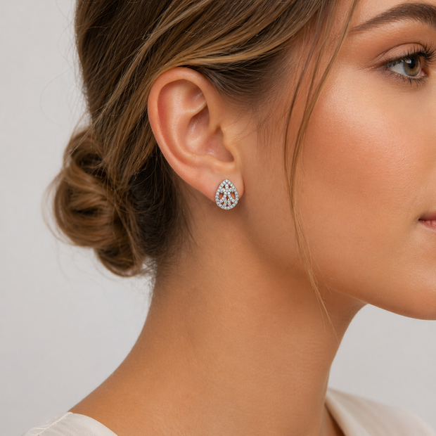 Teardrop Crystal Earrings - Sterling Silver