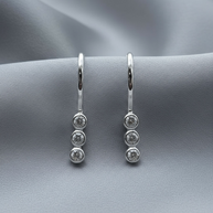 Elara Sterling Silver Triple CZ Drop Earrings