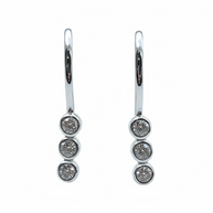 Elara Sterling Silver Triple CZ Drop Earrings
