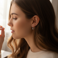 Elara Sterling Silver Triple CZ Drop Earrings