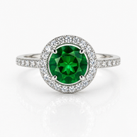 Classic Elegance Emerald Halo Ring - Sterling Silver