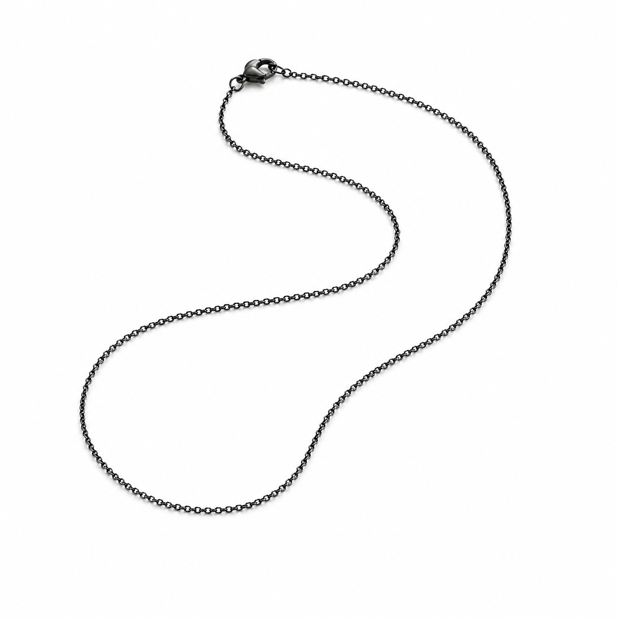 Noir Essential Chain – Black Stainless Steel Necklace (45cm)
