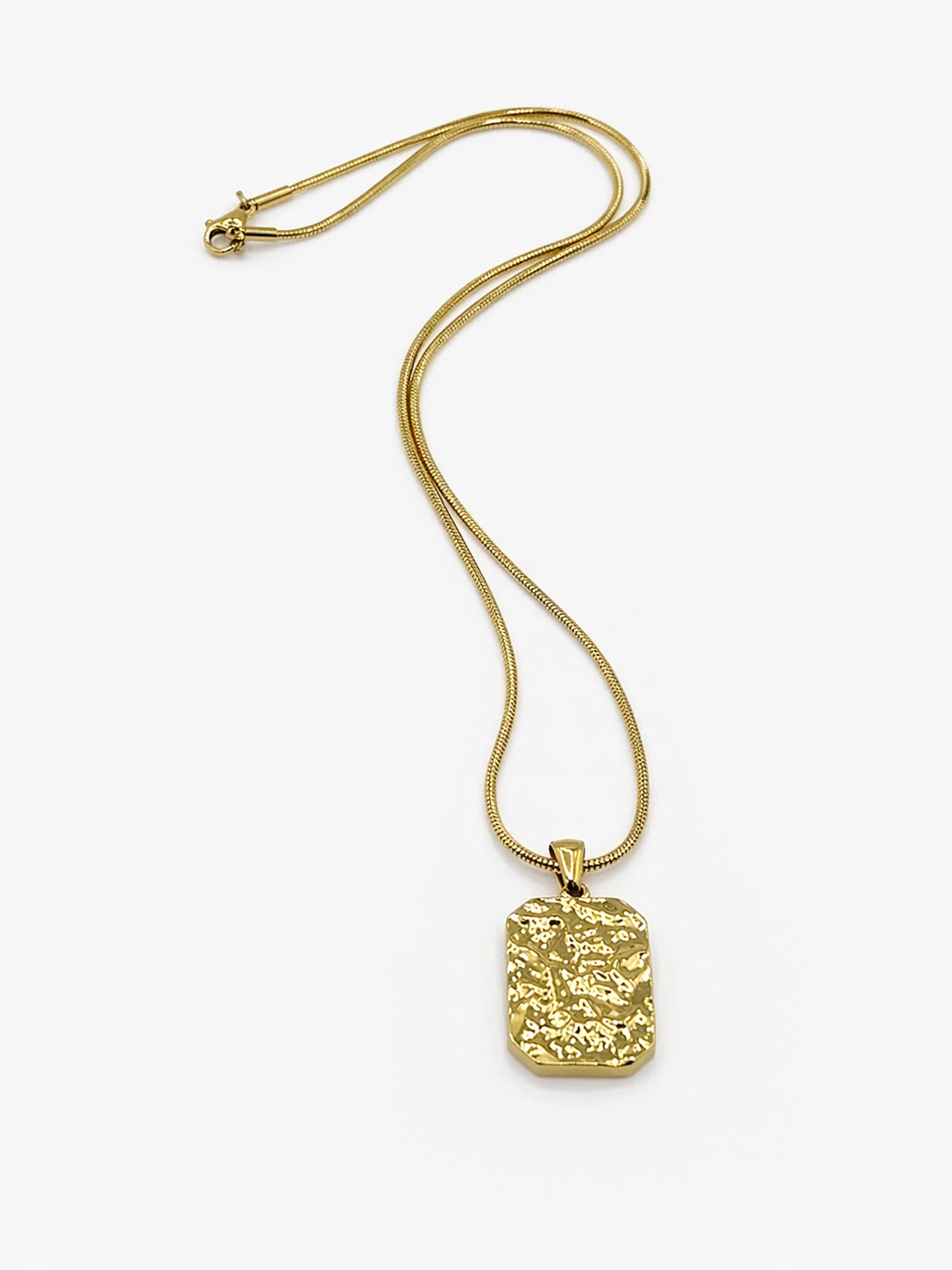 Gold Ingot Pendant Necklace -18K Gold Plated stainless steel