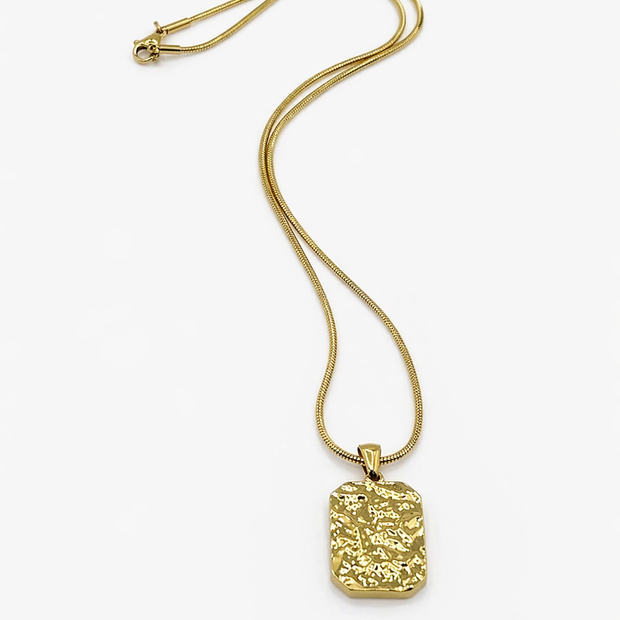 Gold Ingot Pendant Necklace -18K Gold Plated stainless steel