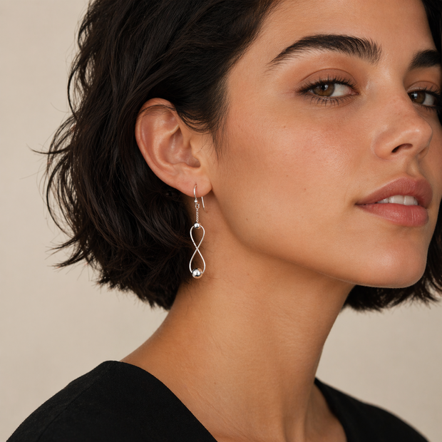 Infinity Sterling Silver Drop Earrings