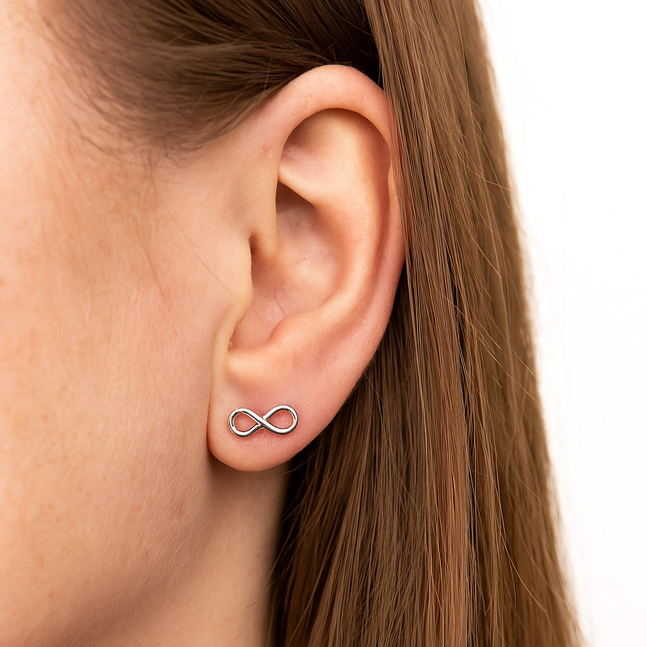 Sterling Silver Petite Infinity Stud Earrings