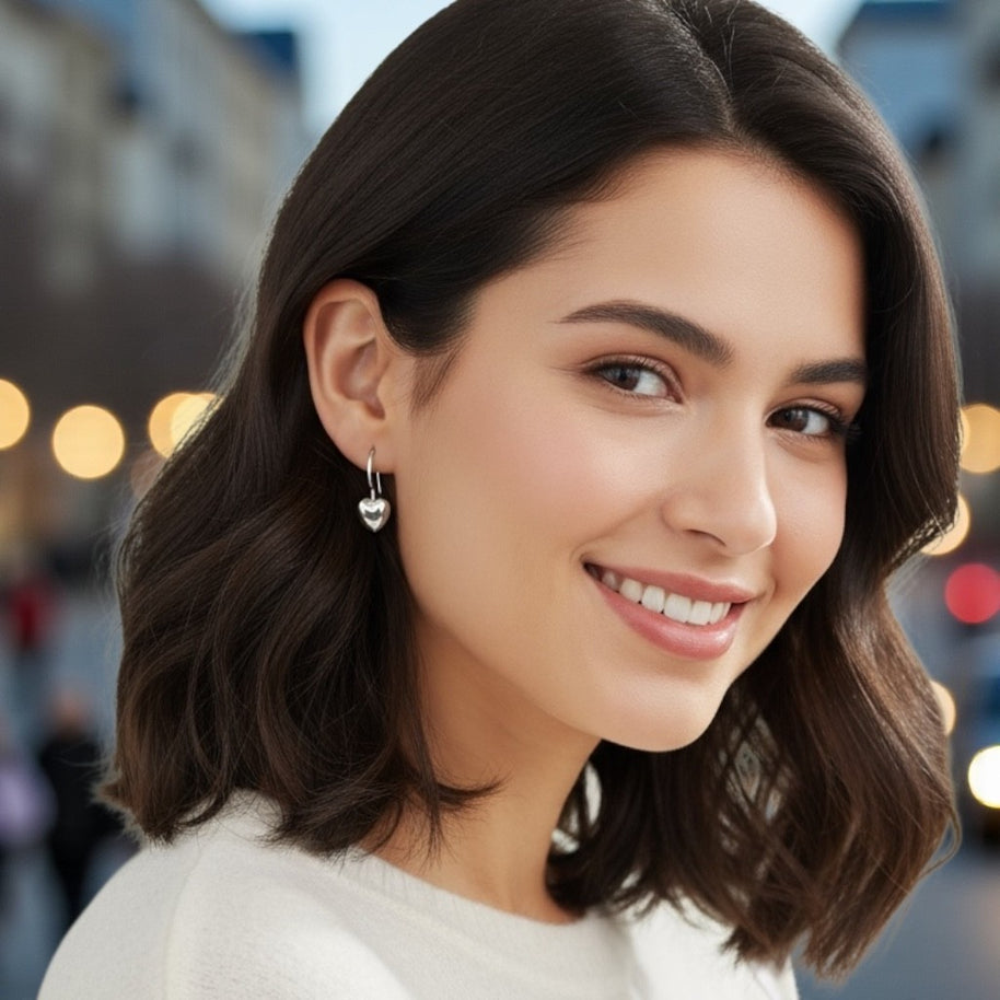 Lila Sterling Silver Heart Drop Earrings