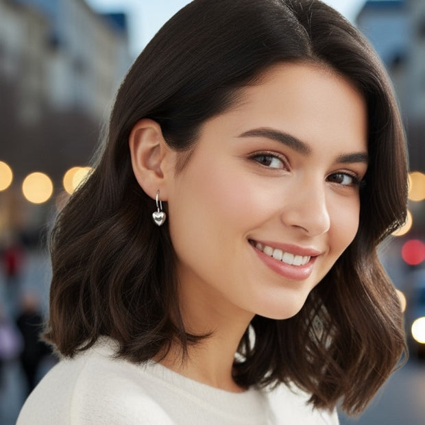 Lila Sterling Silver Heart Drop Earrings