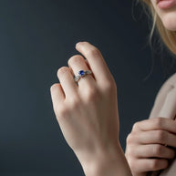 Marcasite ring with Blue CZ feature