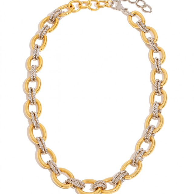 Vivienne Two Tone Statement Necklace - 18K Gold Plated Stainless Steel