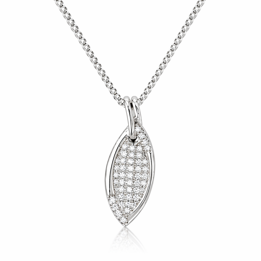 Crystal leaf pendant - Sterling Silver