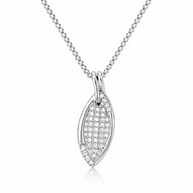 Crystal leaf pendant - Sterling Silver