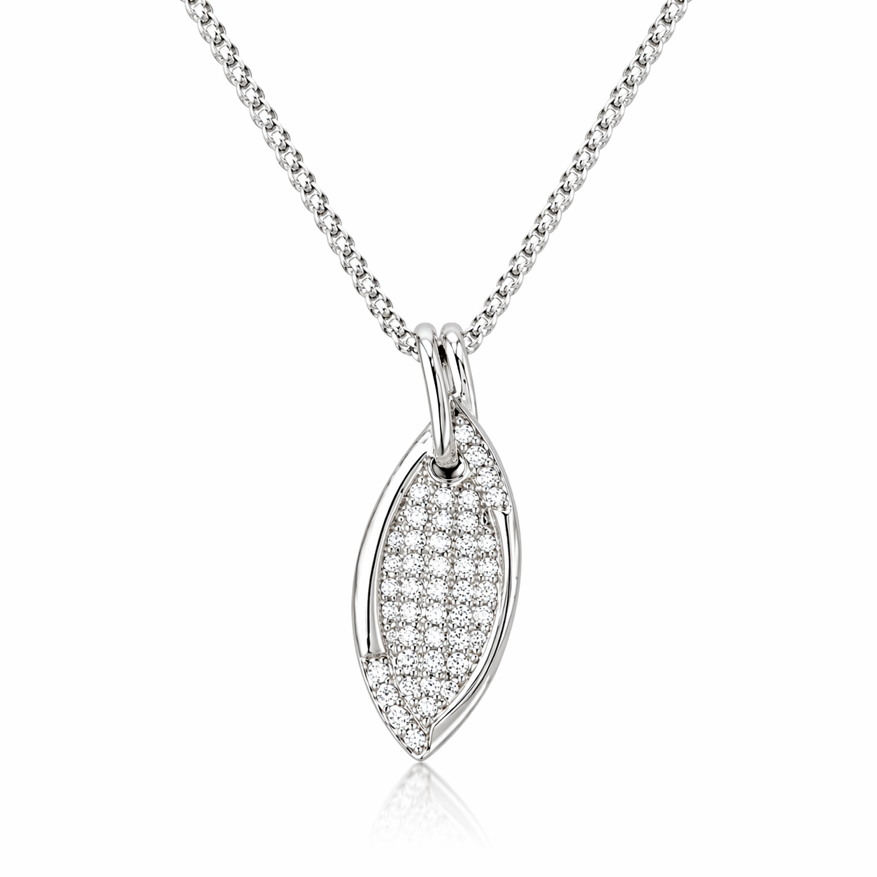 Crystal leaf pendant - Sterling Silver