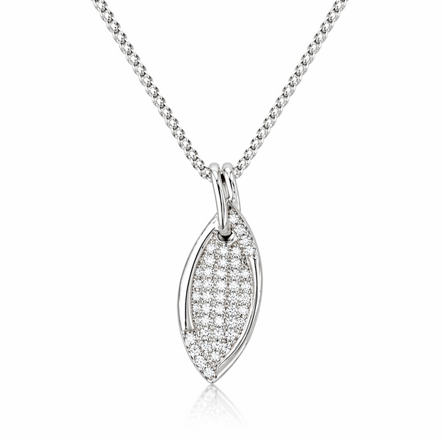 Crystal leaf pendant - Sterling Silver