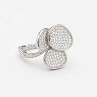 Pave Flower Ring - Sterling Silver