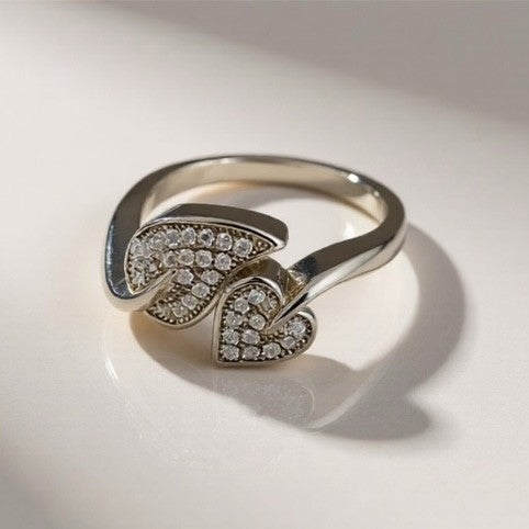 Pave leaf Sterling Silver ring